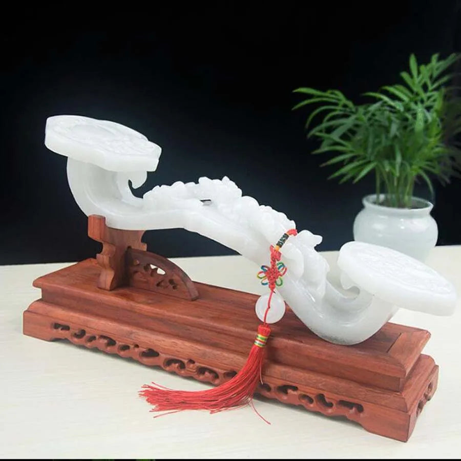 HOME Company shop Good Luck bring wealth money Mascot ZHAO CAI White jade RU YI PIXIU FENG SHUI decorative Statue talisman