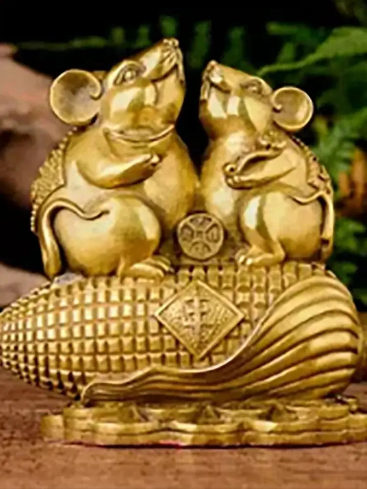 Copper Mouse Decoration Brass Zodiac Rat Gold Mouse Cute Little Mouse Living Room Rat Year Decoration
