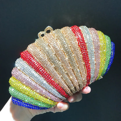 Iridescent shell jewel bag Rhinestones Clutches Formal Dinner Diamond Handbags Wedding Rhinestone Clutch Purse