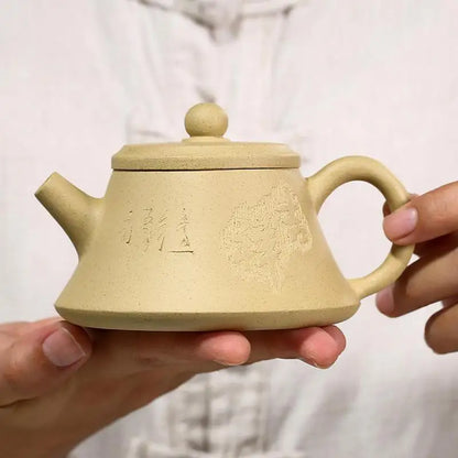 Zisha Teapot Yixing Handmade Pot, Kung-Fu Teaware, Purple Clay Drinkware for Puer Green Black Chinese Tea Auspicious Golden Bell