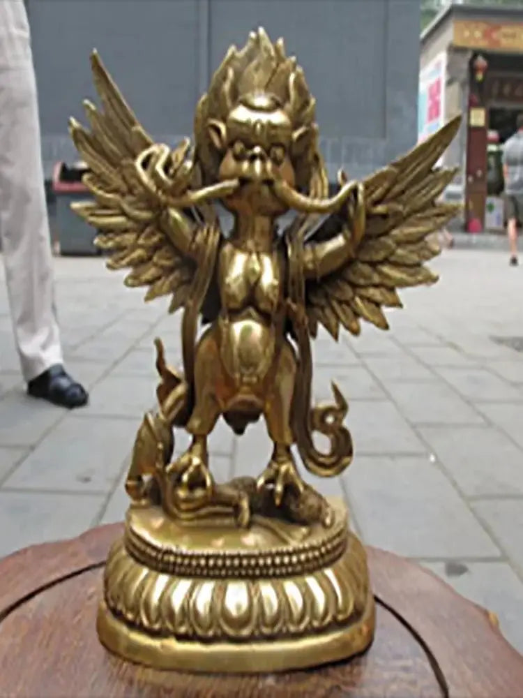 7"Tibet Tibetan Refined Pure Brass Garuda Bird God Tantric Buddha Statue statues garden decoration