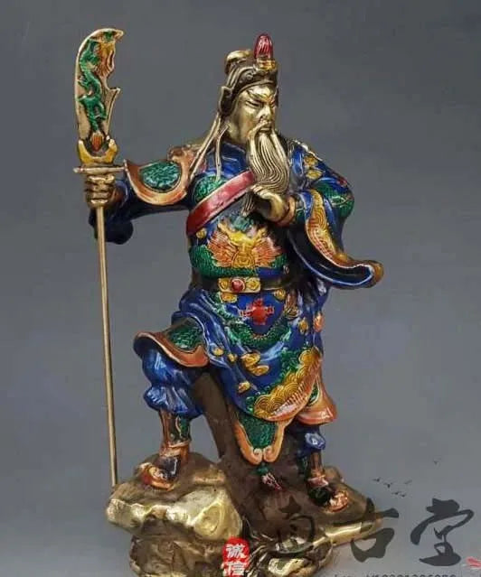 auspicious GUAN GONG ART statue # efficacious Talisman #color Painting Money Drawing Martial god of wealth bronze GUAN DI statue