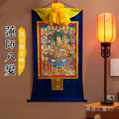 Wholesale Buddhist supplie HOME temple Efficacious protective talisman Guru Rinpoche PadmasambhavaThang-ga Thangka painting