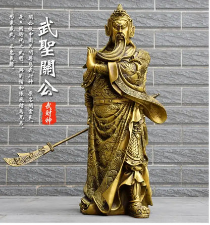 59CM large huge # HOME Company business efficacious Protection # The God of wealth GUAN GONG Guandi FENG SHUI gold copper statue