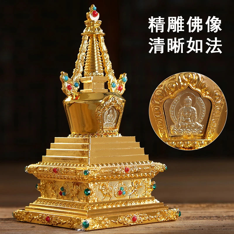 TOP GOOD Buddhist articles-efficacious HOME family Protection Talisman- 8 auspicious GOLD holder Holy water cup
