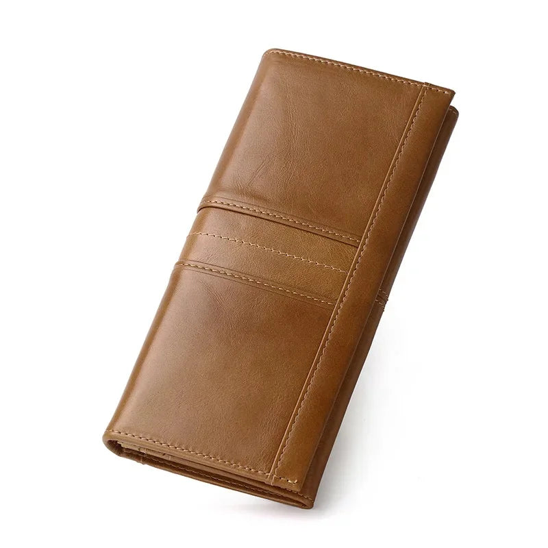 SCHLATUM Brand Cowhide RFID Anti-theft Brush Money Men's Long Genuine Leather Mobile Phone Bag 2024 New Men Vertical Wallet
