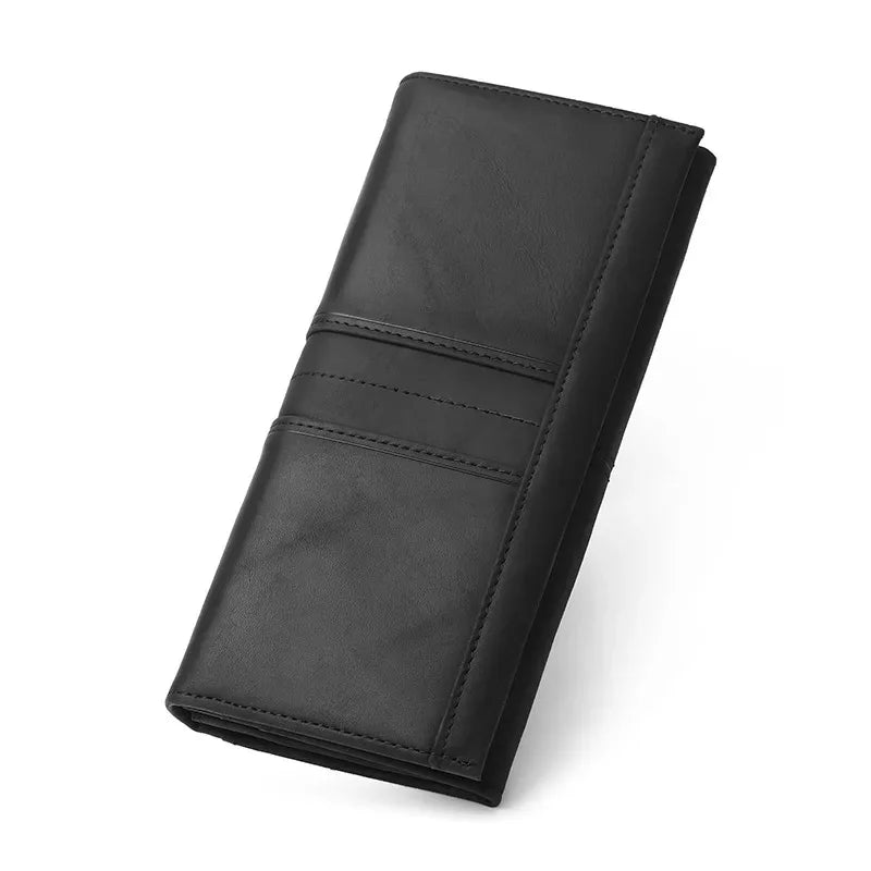 SCHLATUM Brand Cowhide RFID Anti-theft Brush Money Men's Long Genuine Leather Mobile Phone Bag 2024 New Men Vertical Wallet