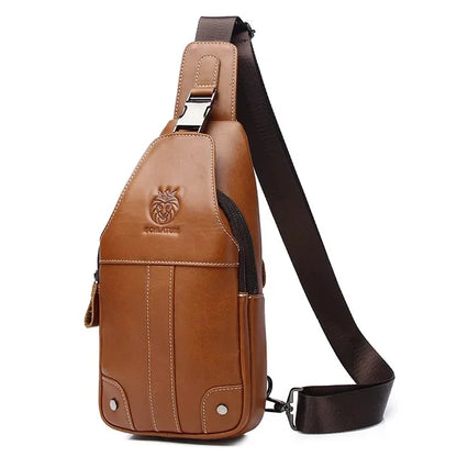 SCHLATUM Brand Fashion Luxury Chest 100% Genuine Leather Shoulder Casual Side for Men Handbag Sling Bags