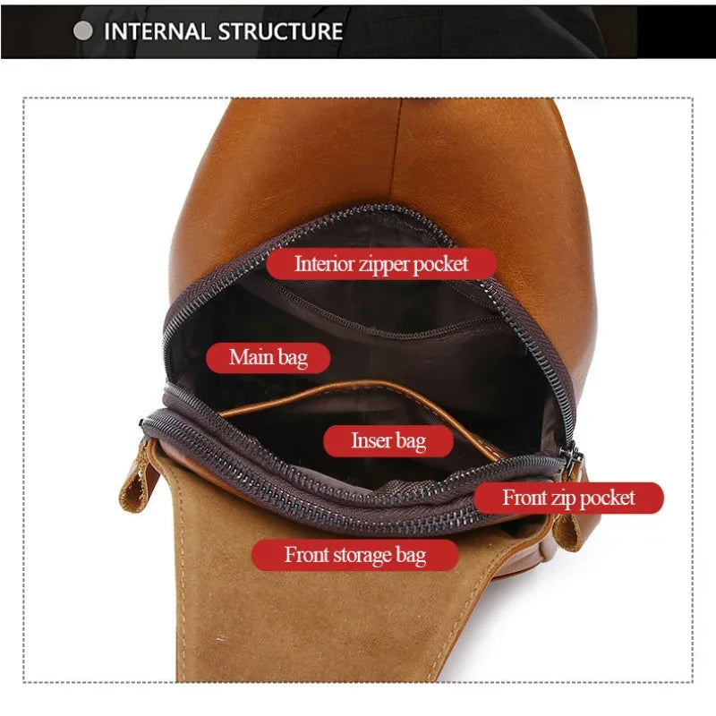 SCHLATUM Brand Fashion Luxury Chest 100% Genuine Leather Shoulder Casual Side for Men Handbag Sling Bags