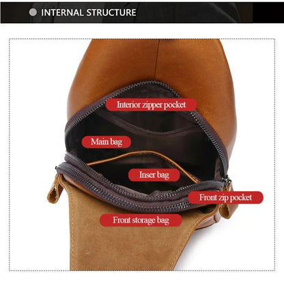 SCHLATUM Brand Fashion Luxury Chest 100% Genuine Leather Shoulder Casual Side for Men Handbag Sling Bags