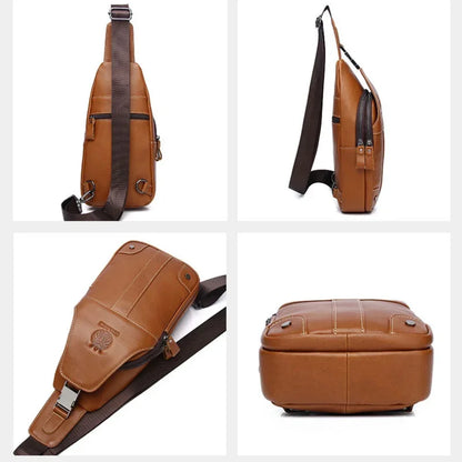 SCHLATUM Brand Fashion Luxury Chest 100% Genuine Leather Shoulder Casual Side for Men Handbag Sling Bags
