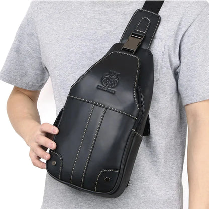 SCHLATUM Brand Fashion Luxury Chest 100% Genuine Leather Shoulder Casual Side for Men Handbag Sling Bags