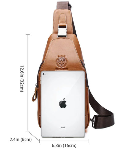 SCHLATUM Brand Fashion Luxury Chest 100% Genuine Leather Shoulder Casual Side for Men Handbag Sling Bags