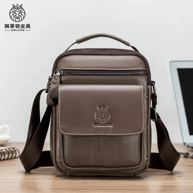 SCHLATUM Brand Men 100% Leather Shoulder s Luxury Men's Designer High Quality Messenger Fashion Small Bag Handbag