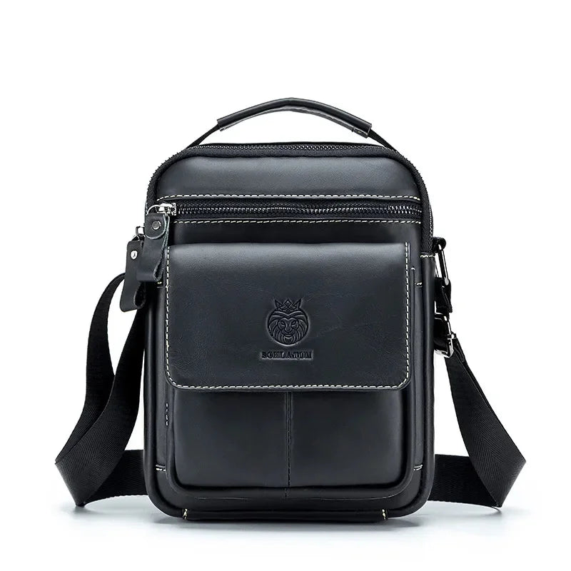 SCHLATUM Brand Men 100% Leather Shoulder s Luxury Men's Designer High Quality Messenger Fashion Small Bag Handbag