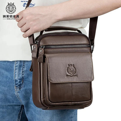 SCHLATUM Brand Men 100% Leather Shoulder s Luxury Men's Designer High Quality Messenger Fashion Small Bag Handbag