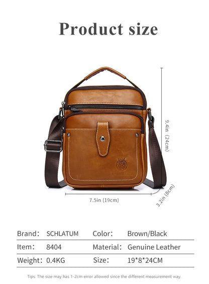 SCHLATUM New Men Handbag Designer Luxury Bag Fashion Genuine Leather Men's Crossbody Single Satchel Shoulder Messenger Bags