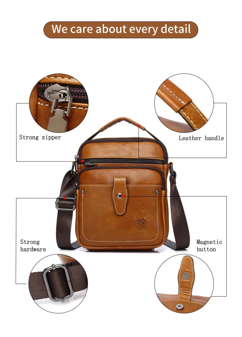 SCHLATUM New Men Handbag Designer Luxury Bag Fashion Genuine Leather Men's Crossbody Single Satchel Shoulder Messenger Bags