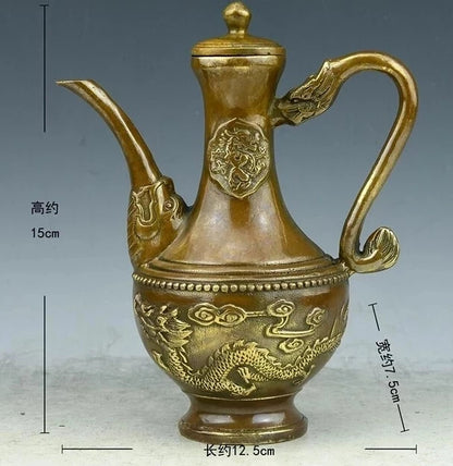 SCY 426+++A brass copper antique teapot pot dragon flagon eight copper kettle "Home Furnishing crafts