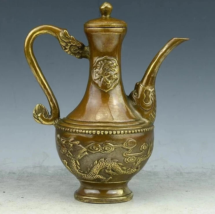 SCY 426+++A brass copper antique teapot pot dragon flagon eight copper kettle "Home Furnishing crafts