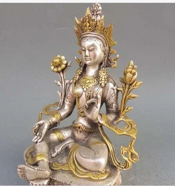 SHUN Outlet Pabrik Perunggu Tibet Perak Tembaga Emas Tibet Buddha Patung Putih Buddha Tara