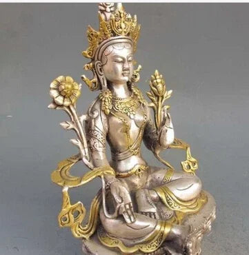 SHUN Outlet Pabrik Perunggu Tibet Perak Tembaga Emas Tibet Buddha Patung Putih Buddha Tara