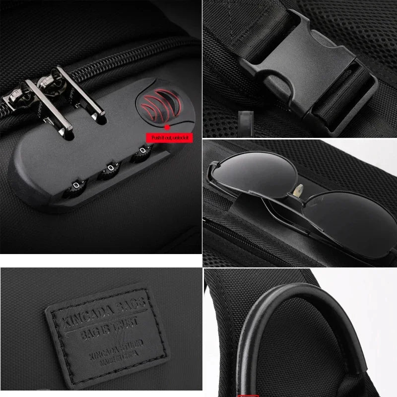 SUUTOOP 2024 Men OXford Waterproof Multifunction Shoulder Crossbody s Messenger Chest Bag Short Trip Travel Pack for Male