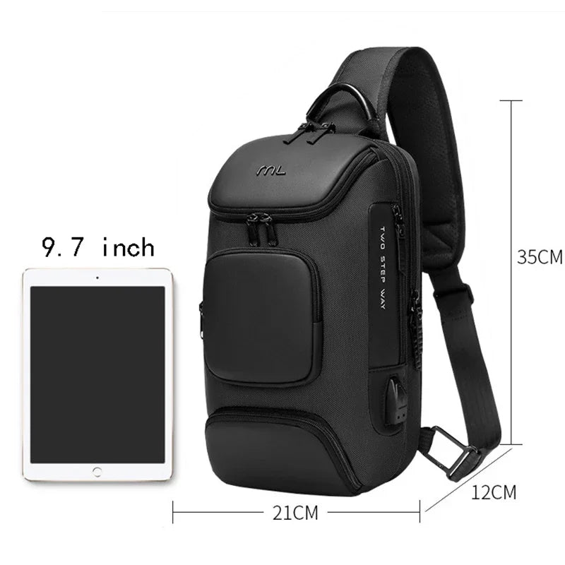 SUUTOOP Men Multifunction Anti-theft USB Shoulder Travel Messenger Crossbody Sling Chest Bag Pack For Male Women Female