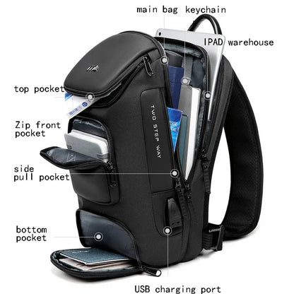 SUUTOOP Men Multifunction Anti-theft USB Shoulder Travel Messenger Crossbody Sling Chest Bag Pack For Male Women Female