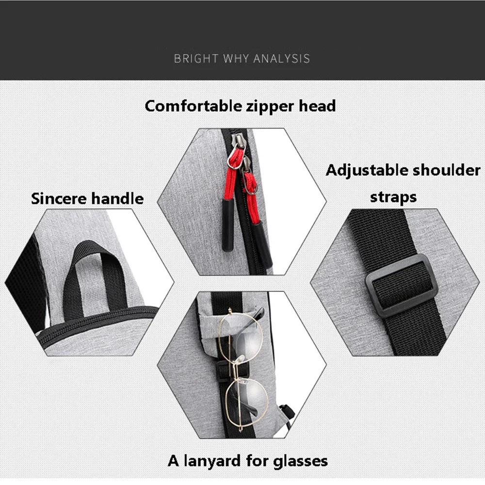 SUUTOOP Men Multifunction Man Fashion Travel Crossbody Sling On Shoulder Messenger Pack Chest Bag For Male