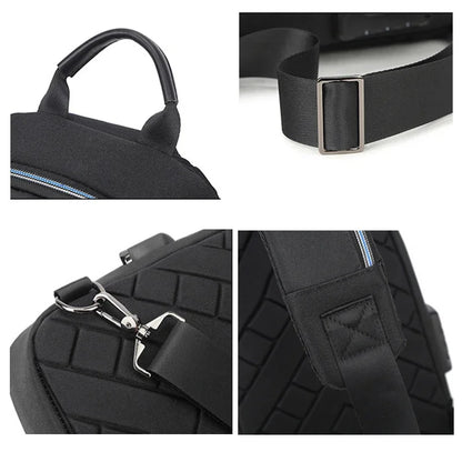 SUUTOOP Men Multifunction PVC Anti-theft Shoulder USB Crossbody Travel Sling Messenger Pack Chest Bag for Male