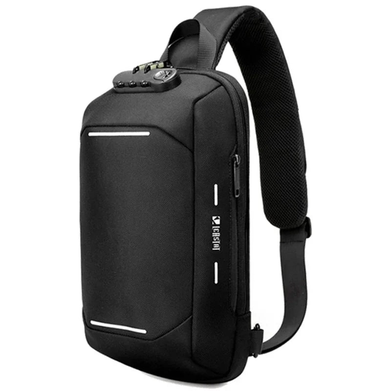 SUUTOOP Men Oxford Anti-theft Lock USB Multifunction Shoulder Fashion Crossbody Travel Messenger Pack Chest Bag for Male