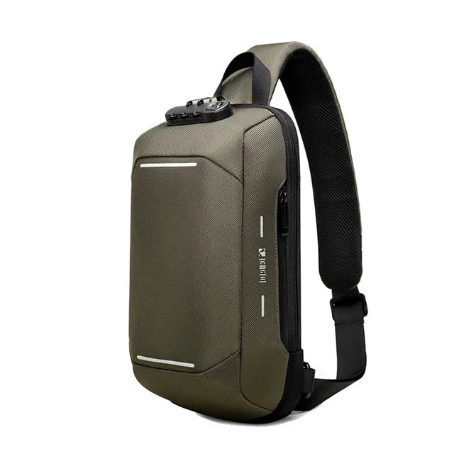 SUUTOOP Men Oxford Anti-theft Lock USB Multifunction Shoulder Fashion Crossbody Travel Messenger Pack Chest Bag for Male