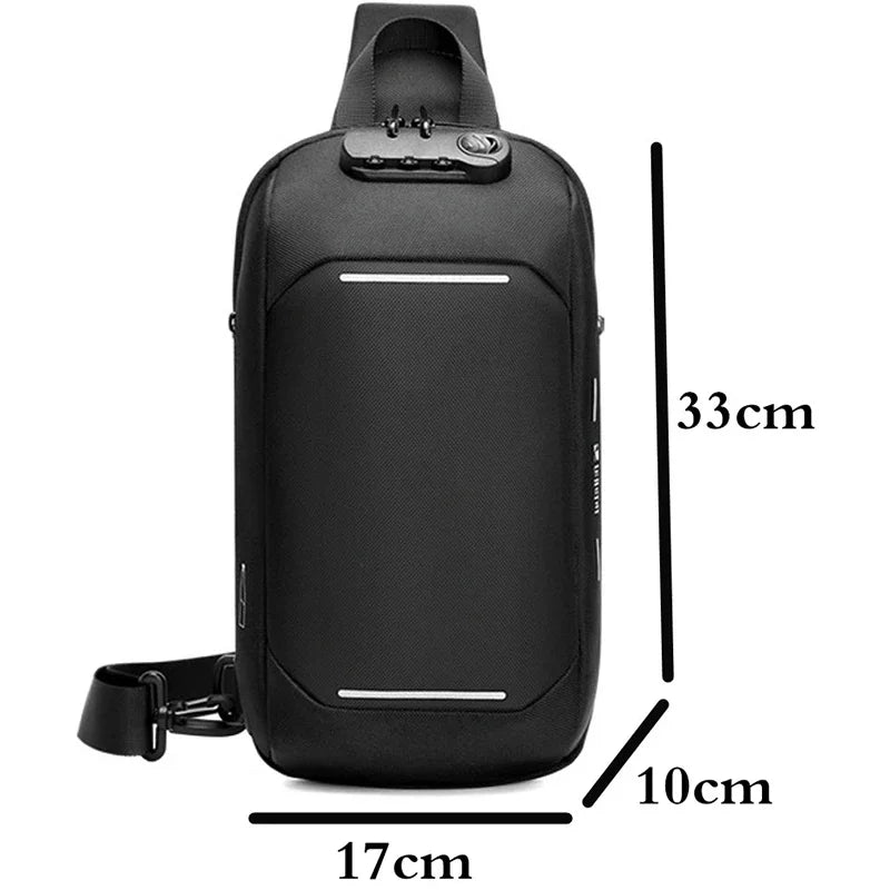 SUUTOOP Men Oxford Anti-theft Lock USB Multifunction Shoulder Fashion Crossbody Travel Messenger Pack Chest Bag for Male