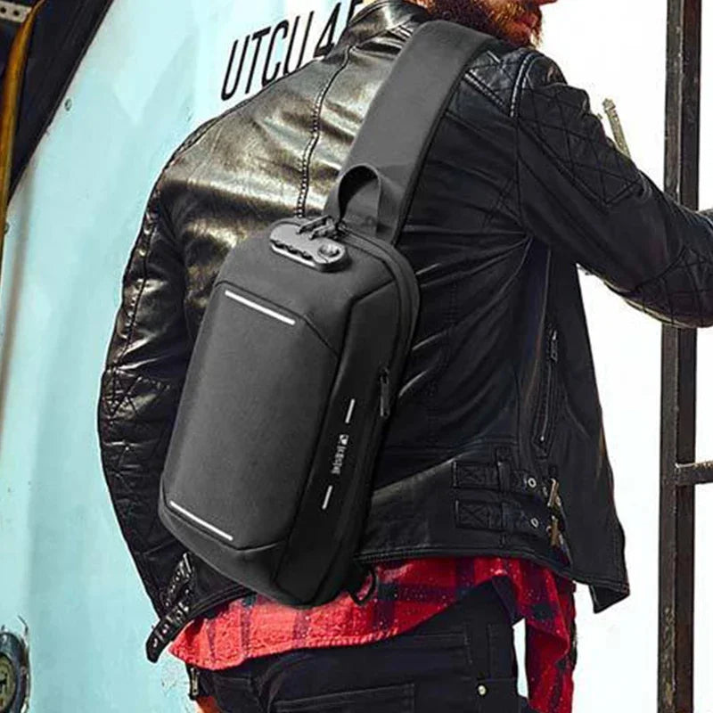 SUUTOOP Men Oxford Anti-theft Lock USB Multifunction Shoulder Fashion Crossbody Travel Messenger Pack Chest Bag for Male