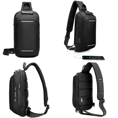 SUUTOOP Men Oxford Anti-theft Lock USB Multifunction Shoulder Fashion Crossbody Travel Messenger Pack Chest Bag for Male