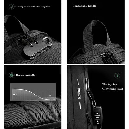 SUUTOOP Men Oxford Anti-theft Lock USB Multifunction Shoulder Fashion Crossbody Travel Messenger Pack Chest Bag for Male