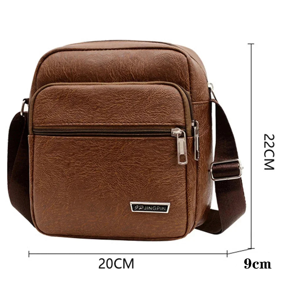 SUUTOOP Men's Fashion PU Shoulder Bags Anti-theft Waterproof Crossbody Handbag Leather Messenger Sling Bag Pack For Male