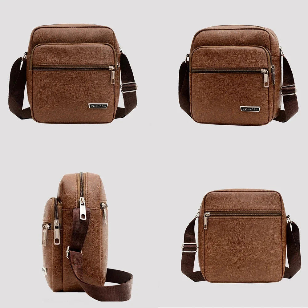 SUUTOOP Men's Fashion PU Shoulder Bags Anti-theft Waterproof Crossbody Handbag Leather Messenger Sling Bag Pack For Male