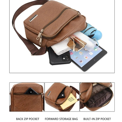 SUUTOOP Men's Fashion PU Shoulder Bags Anti-theft Waterproof Crossbody Handbag Leather Messenger Sling Bag Pack For Male