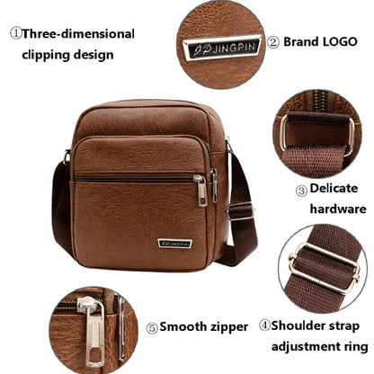 SUUTOOP Men's Fashion PU Shoulder Bags Anti-theft Waterproof Crossbody Handbag Leather Messenger Sling Bag Pack For Male