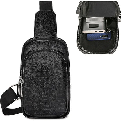 SUUTOOP Men's PU Leather Shoulder Fashion Business Waterproof Crossbody Travel Sling Messenger Pack Chest Bag For Male