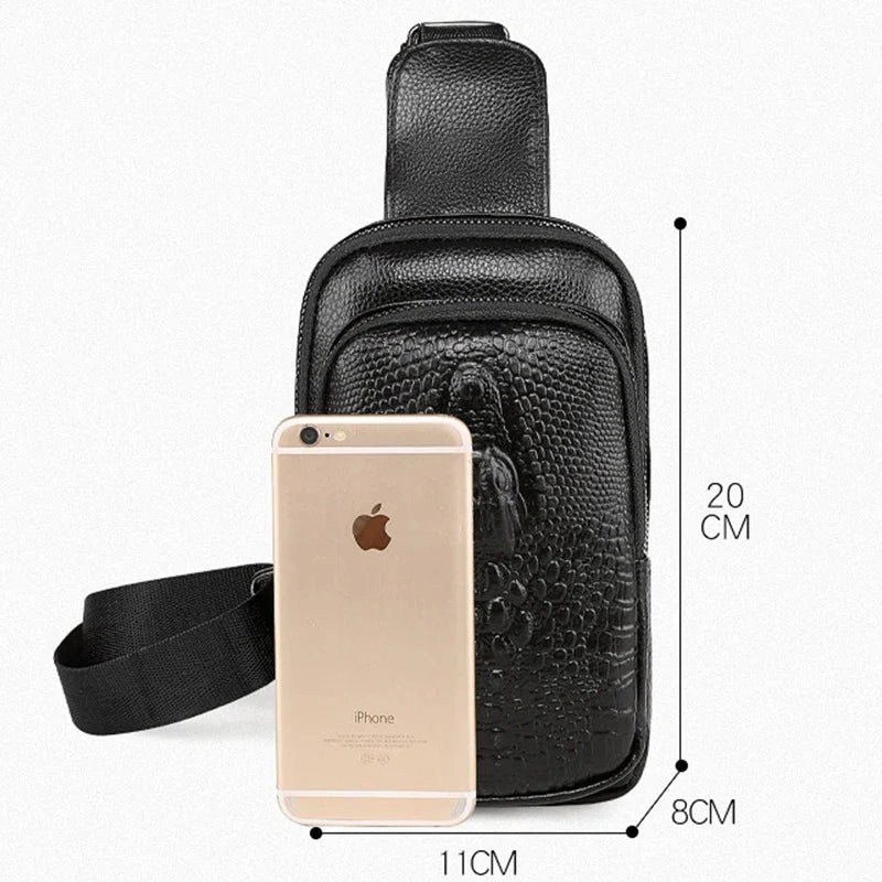 SUUTOOP Men's PU Leather Shoulder Fashion Business Waterproof Crossbody Travel Sling Messenger Pack Chest Bag For Male