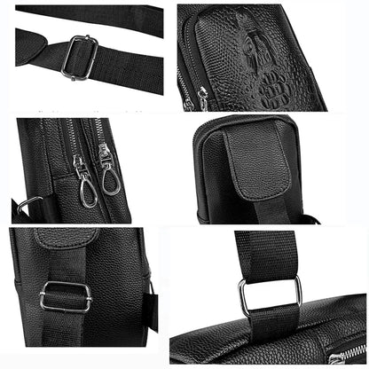 SUUTOOP Men's PU Leather Shoulder Fashion Business Waterproof Crossbody Travel Sling Messenger Pack Chest Bag For Male