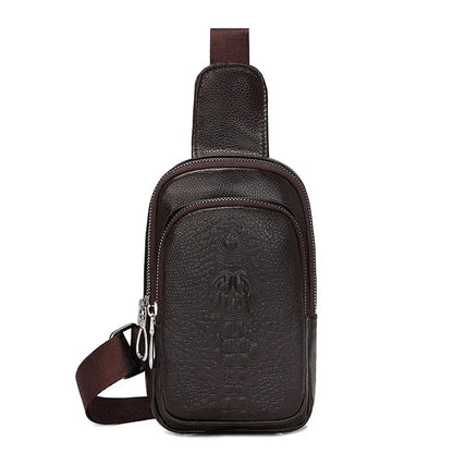 SUUTOOP Men's PU Leather Shoulder Fashion Business Waterproof Crossbody Travel Sling Messenger Pack Chest Bag For Male