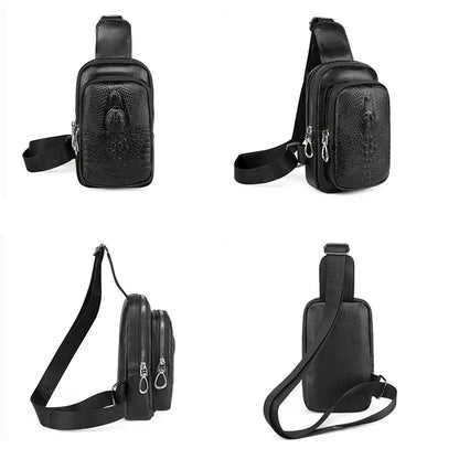SUUTOOP Men's PU Leather Shoulder Fashion Business Waterproof Crossbody Travel Sling Messenger Pack Chest Bag For Male