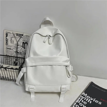 SUUTOOP Men's PU Leather Soft Schoolbag Fashion Waterproof Backpack Travel Rucksack School Bag Pack for Male Women