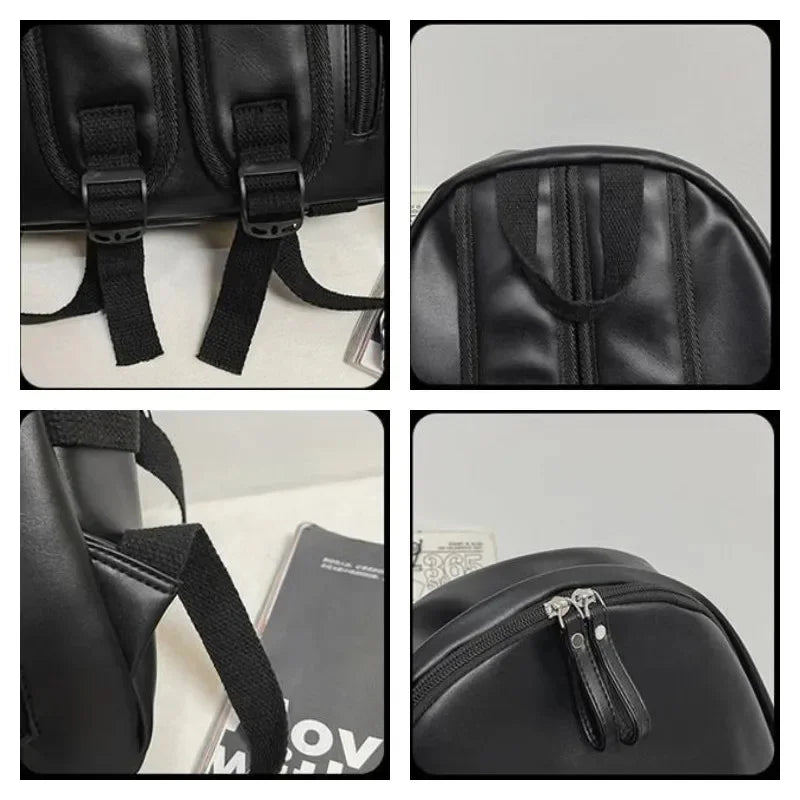 SUUTOOP Men's PU Leather Soft Schoolbag Fashion Waterproof Backpack Travel Rucksack School Bag Pack for Male Women