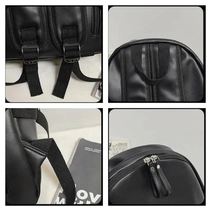 SUUTOOP Men's PU Leather Soft Schoolbag Fashion Waterproof Backpack Travel Rucksack School Bag Pack for Male Women