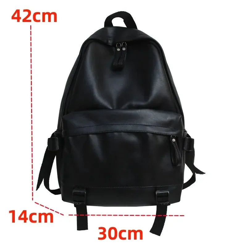 SUUTOOP Men's PU Leather Soft Schoolbag Fashion Waterproof Backpack Travel Rucksack School Bag Pack for Male Women